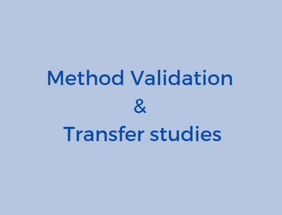 Method validation and transfer studies, pharmaceutical testing services, method validation studies, Method Development and Validation services, GMP certified lab